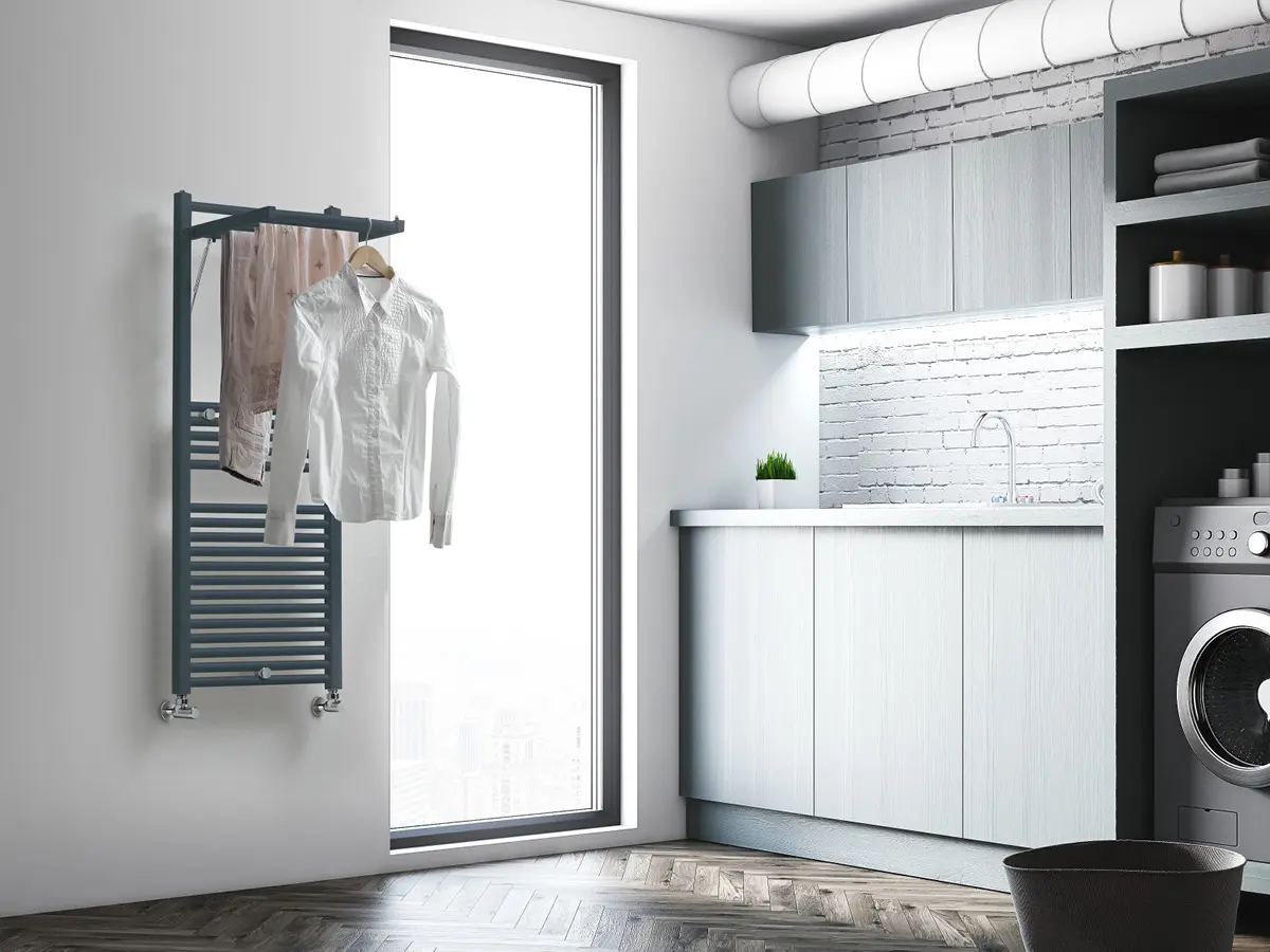 Dinamic Plus - 3 prodotti in 1: scaldasalviette, stendino e asciuga biancheria