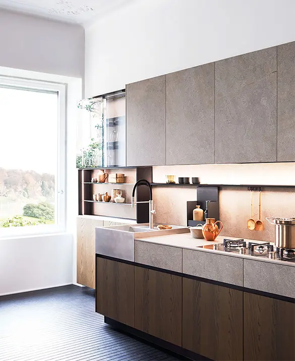 Cesar kitchens - maxima 2.2 in Olmo Toscano and Moka Abujardado jasper ceramic