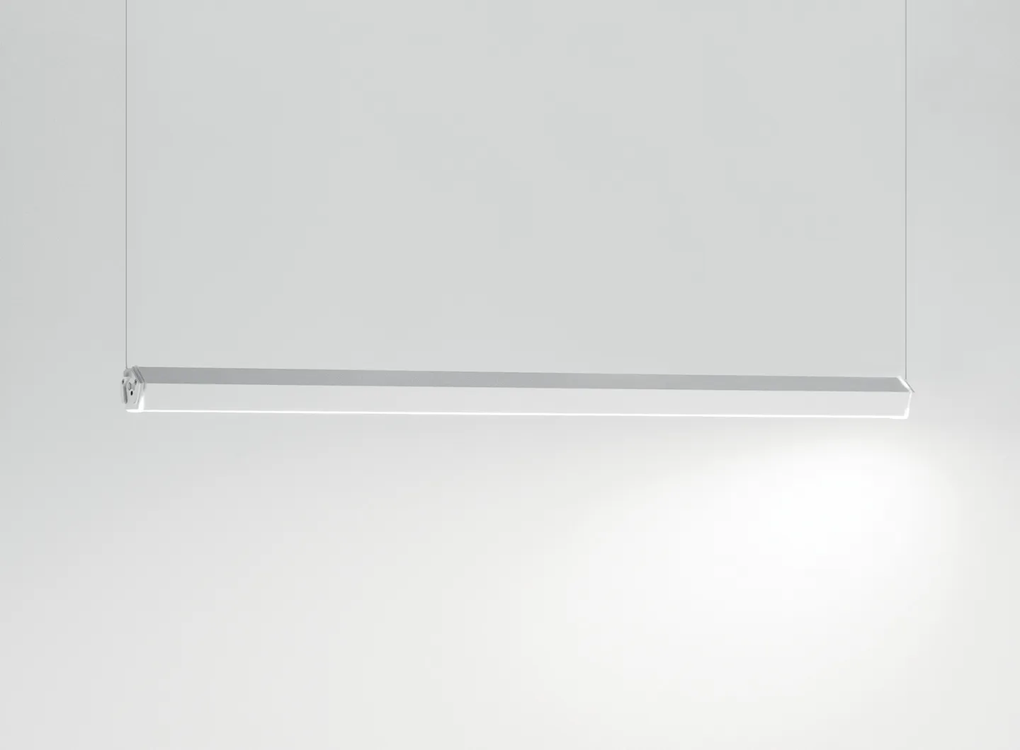Zafferano _ Pencil horizontal suspension lamp, medium module with a white finish