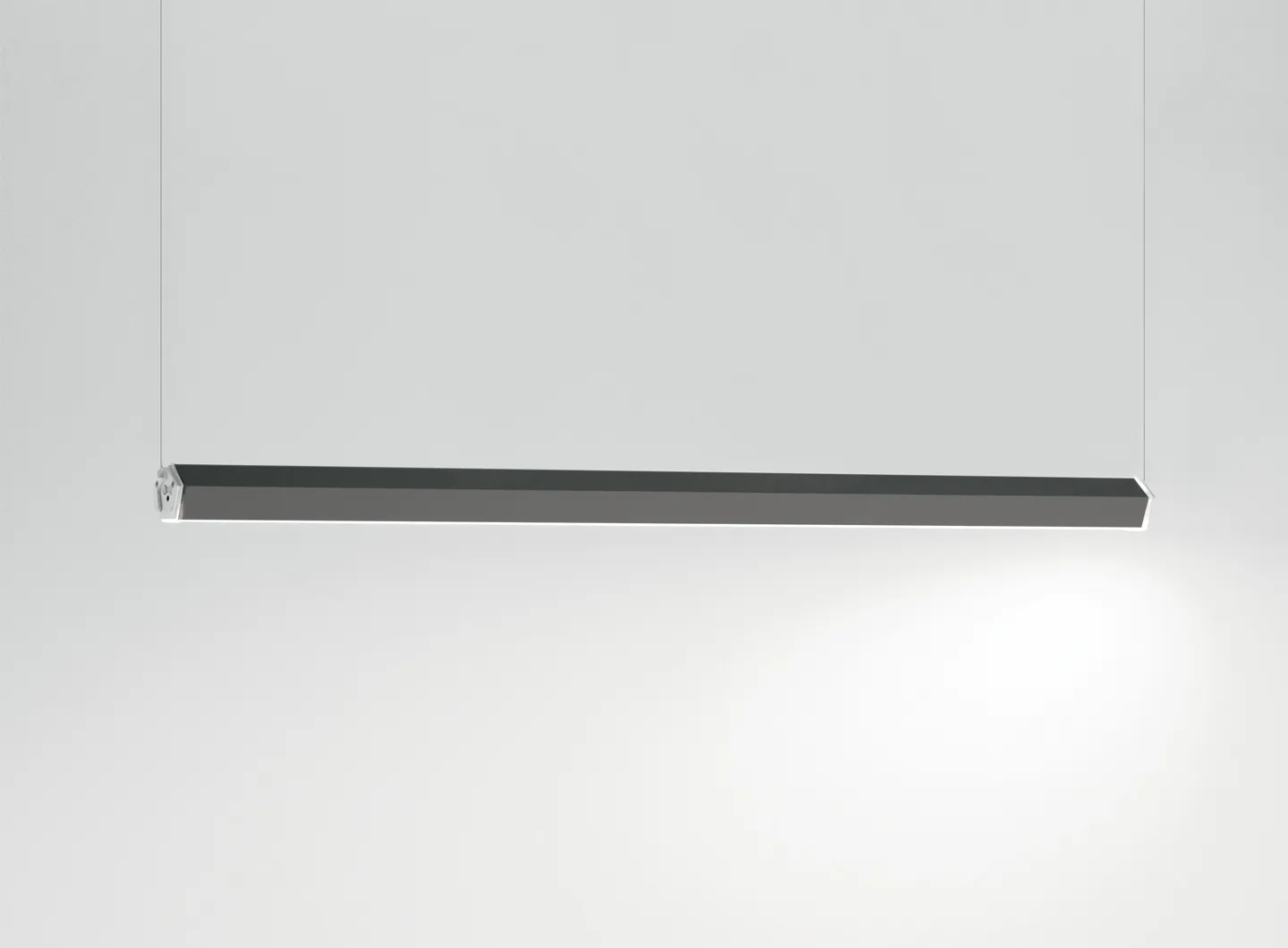 Zafferano _ Pencil horizontal suspension lamp, medium module with a dark grey finish