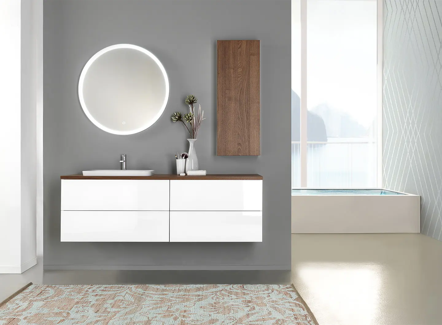 AMALFI Glossy white and Walnut