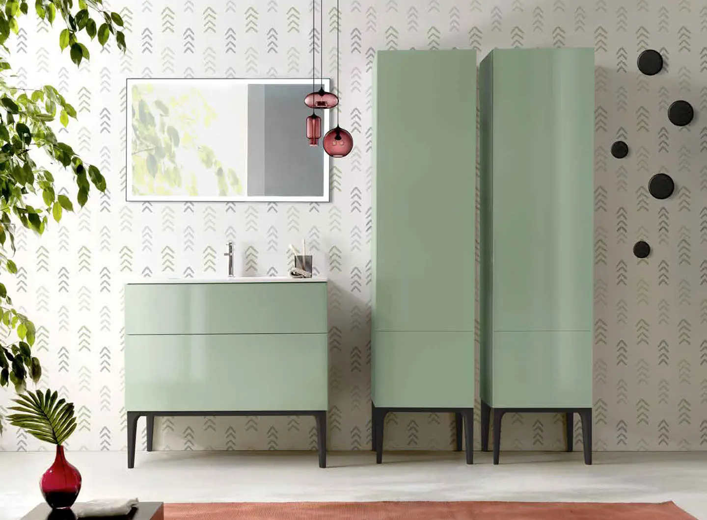 MADIA  Glossy light green with Wengé wood feet