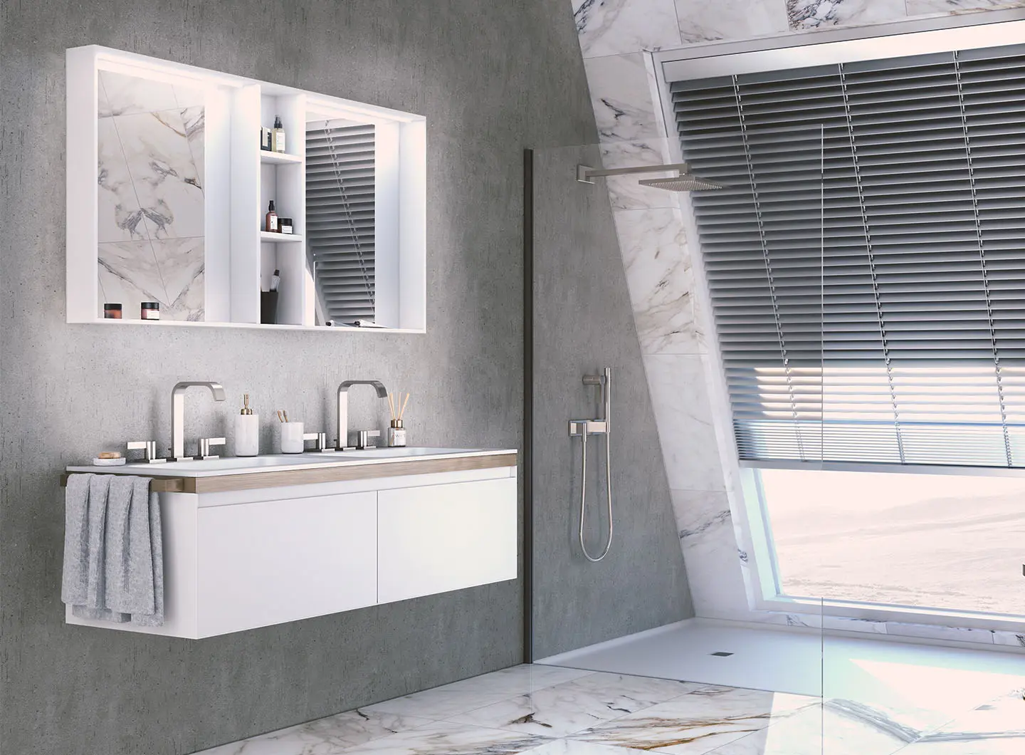 MILANO - White lacquered with Antique platinum profile