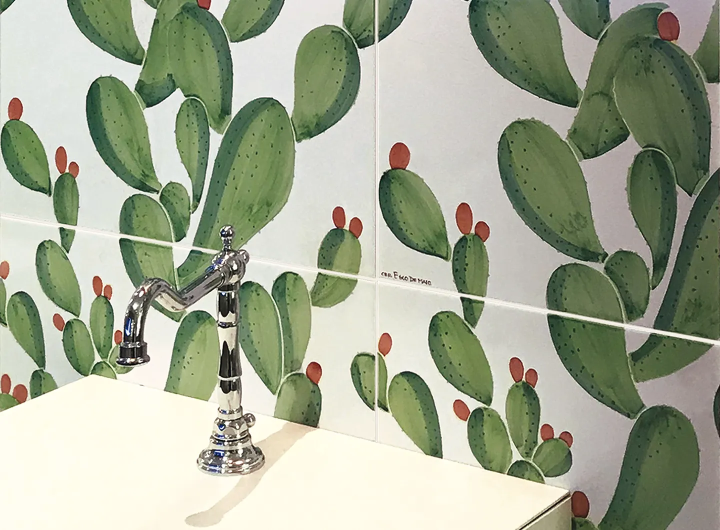 Verde Verticale di Ceramica Francesco De Maio – Decoro Cactus