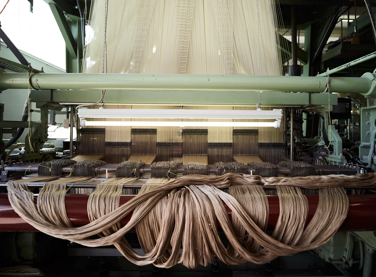 View onto weaving machine