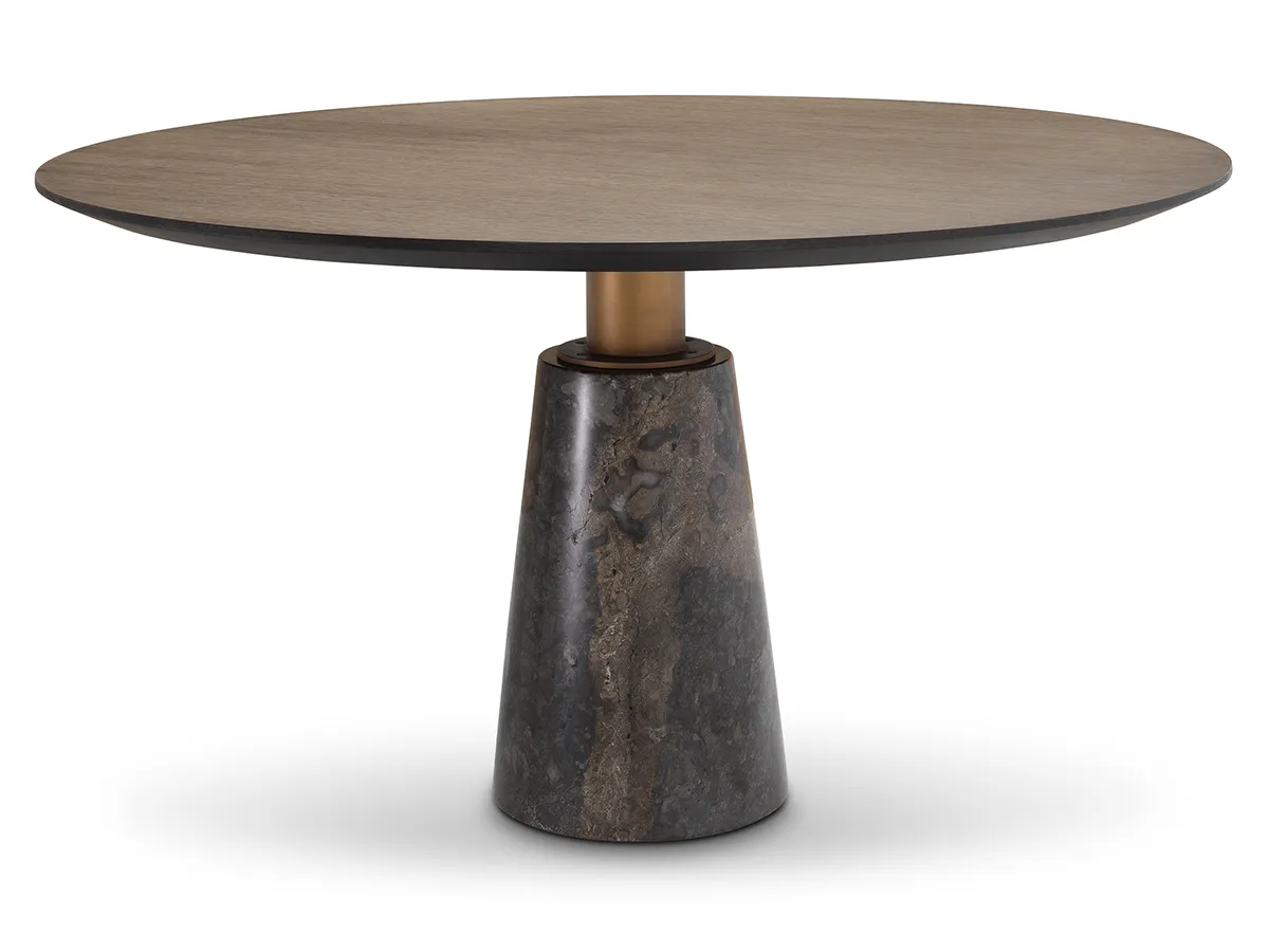 Dining Table Genova - Create a modern and sociable space in your home with the Genova Dining Table. With a mocha oak veneer tabletop and grey marble base, this round dining table is a ready match for your current décor.
