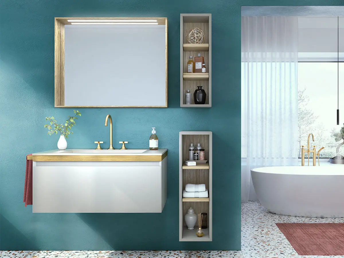 MILANO - Beige lacquered and Oak wood