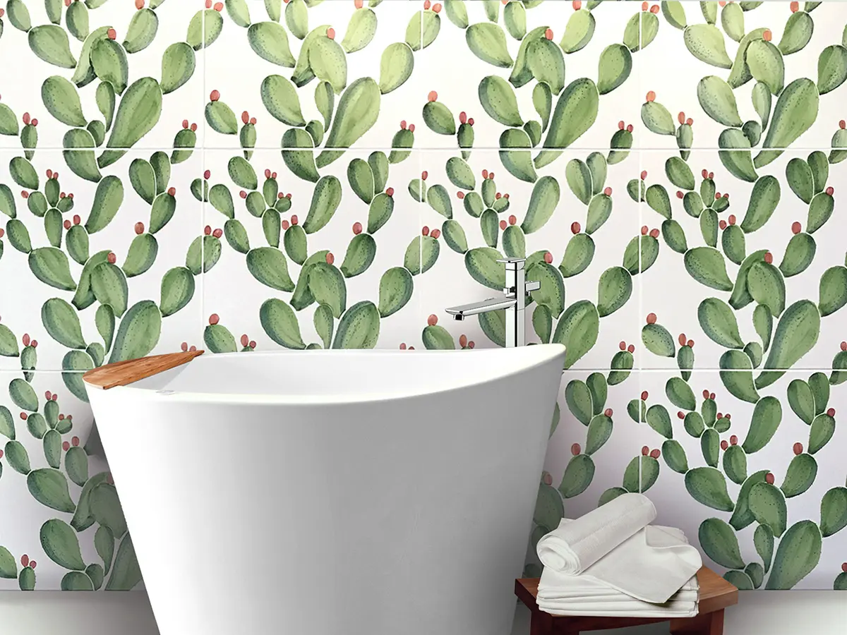 Verde Verticale di Ceramica Francesco De Maio – Decoro Cactus