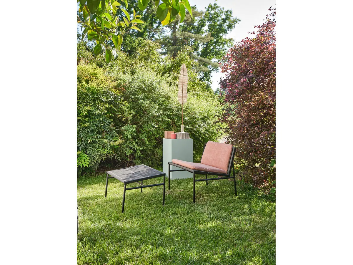 Square lounge chair with footrest