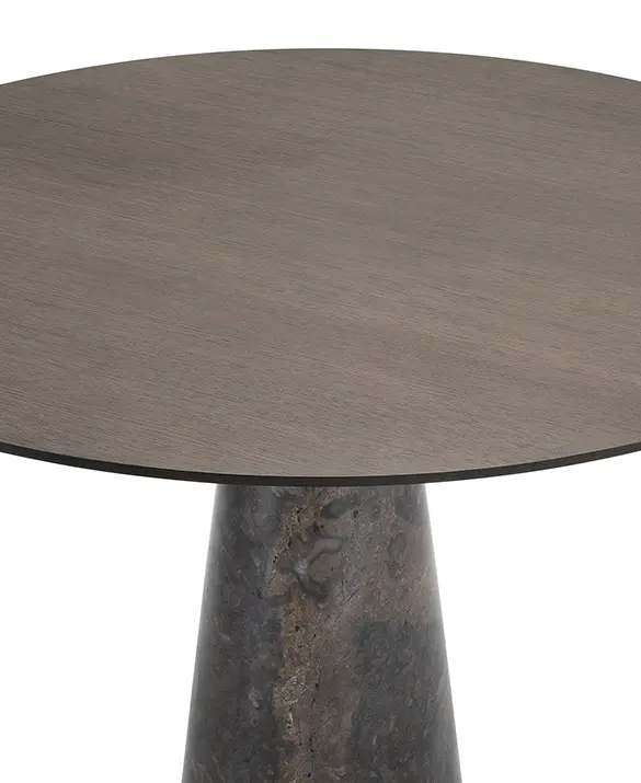 Dining Table Genova - Create a modern and sociable space in your home with the Genova Dining Table. With a mocha oak veneer tabletop and grey marble base, this round dining table is a ready match for your current décor.