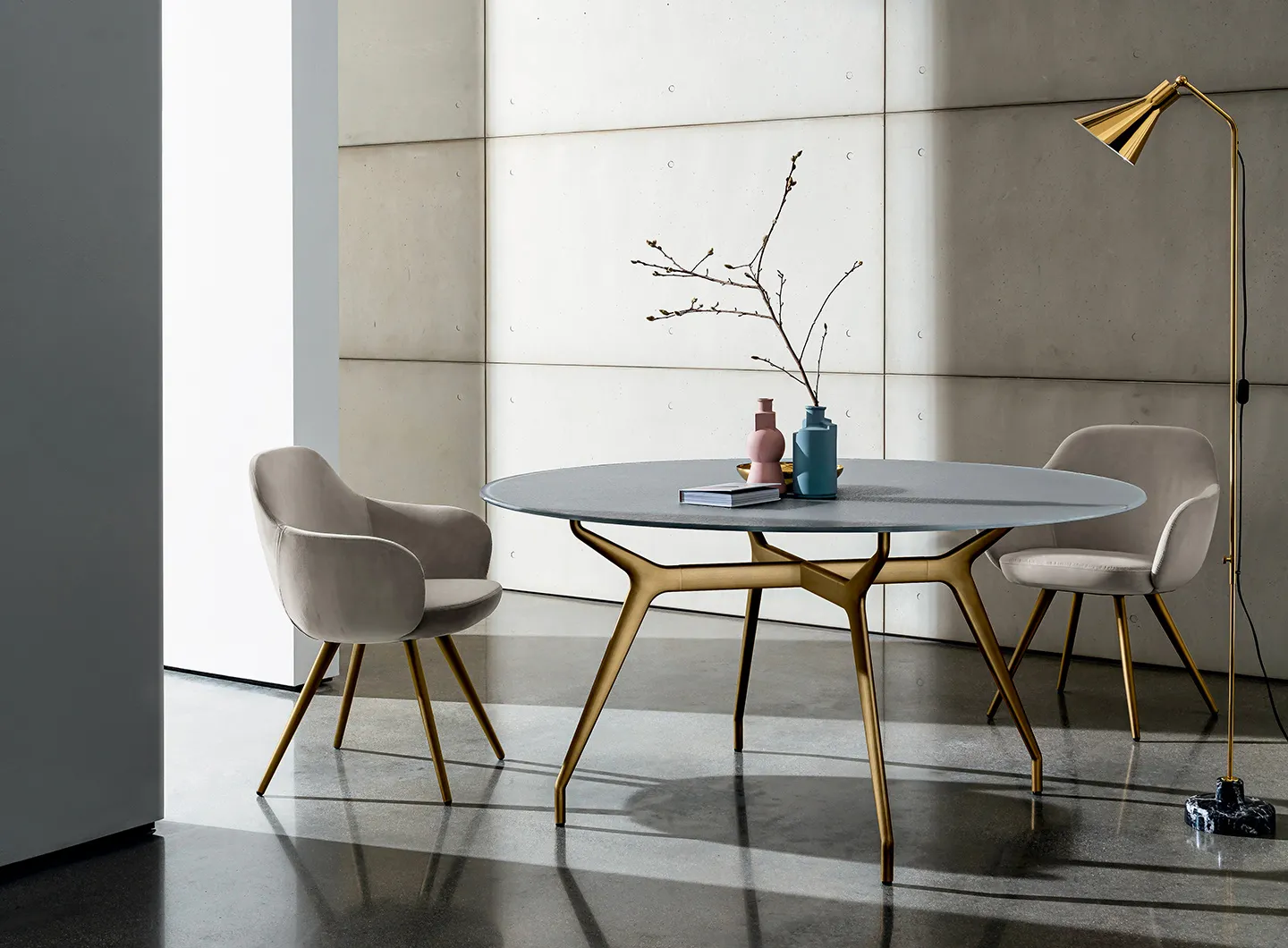 SOVET ITALIA Arkos round dining table with Materia top