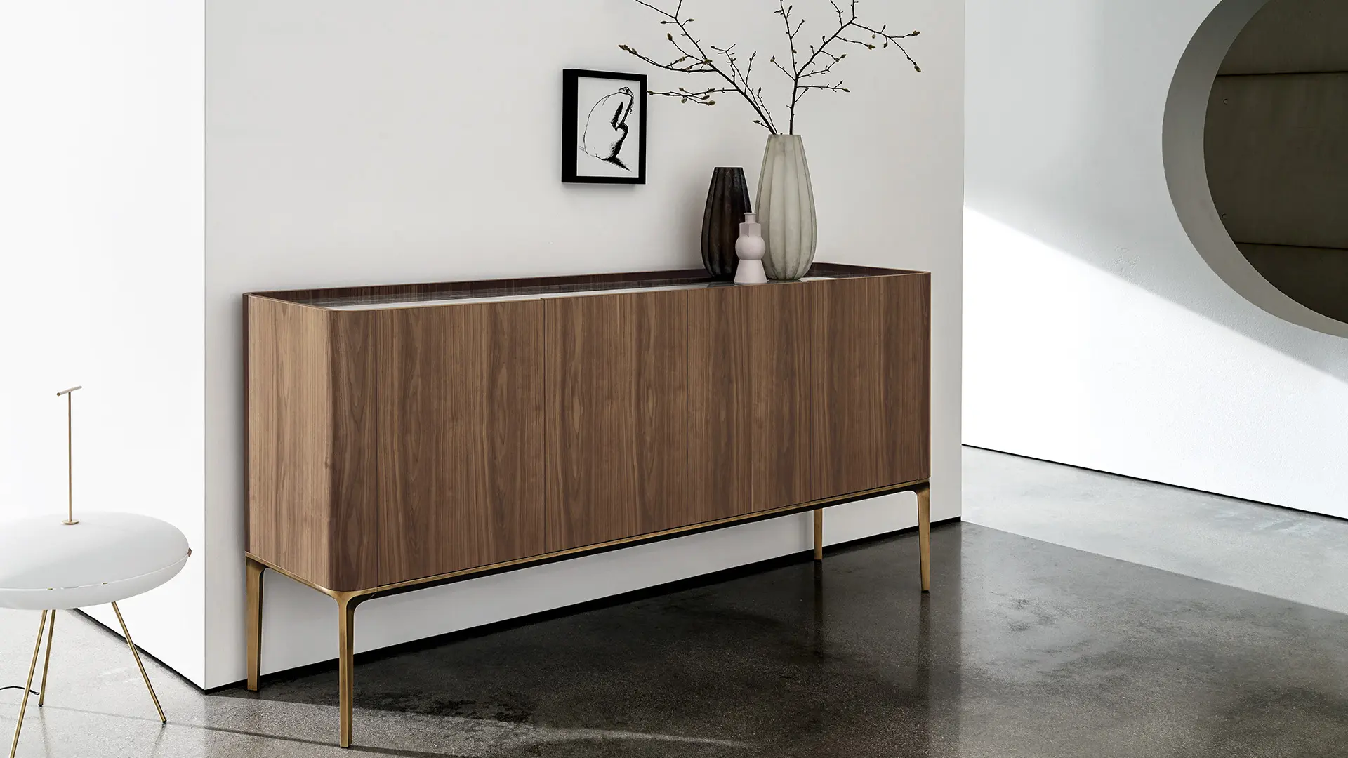 SOVET ITALIA Slim sideboard in Canaletto walnut