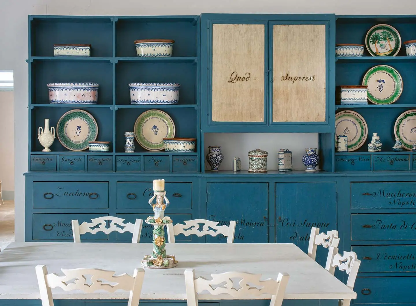 Kitchen in the villa of the stylist Luisa Beccaria in Castelluccio, Sicily