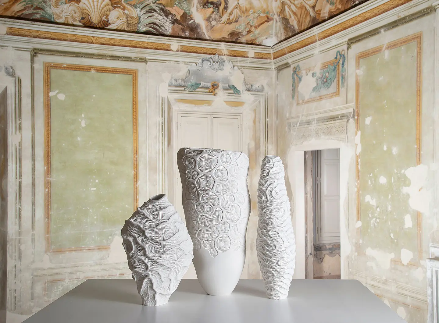 FOSSILIA collection-porcelain vases-FOS Ceramiche