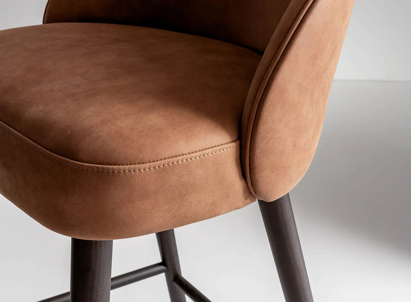 laurameroni minimal high stool in leather velvet or fabric