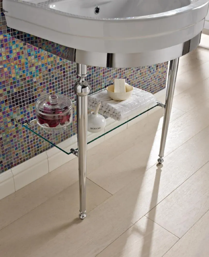Sbordoni 1910 - Masaccio washbasin with metal stand and glass shelf.