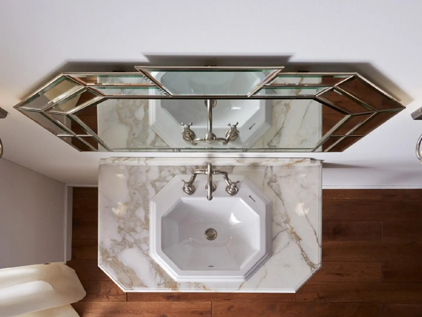 Sbordoni 1910 - Michelangelo golden marble consolle metallic legs.