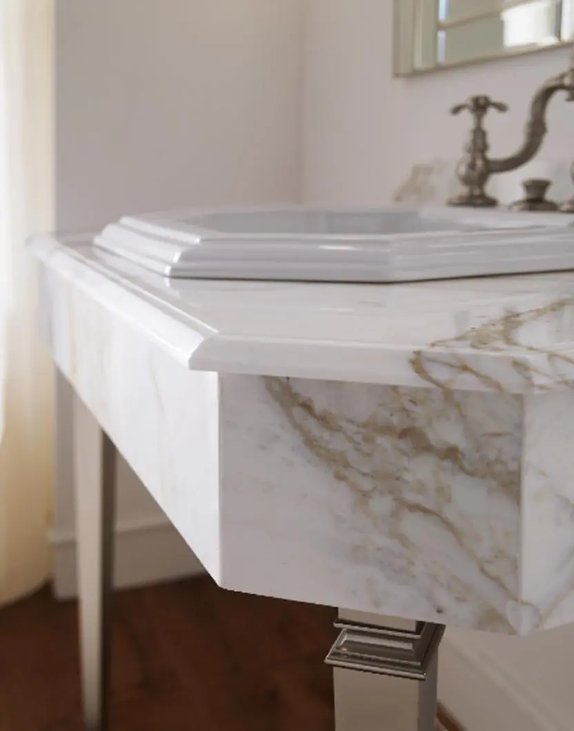Sbordoni 1910 - Michelangelo golden marble consolle metallic legs.