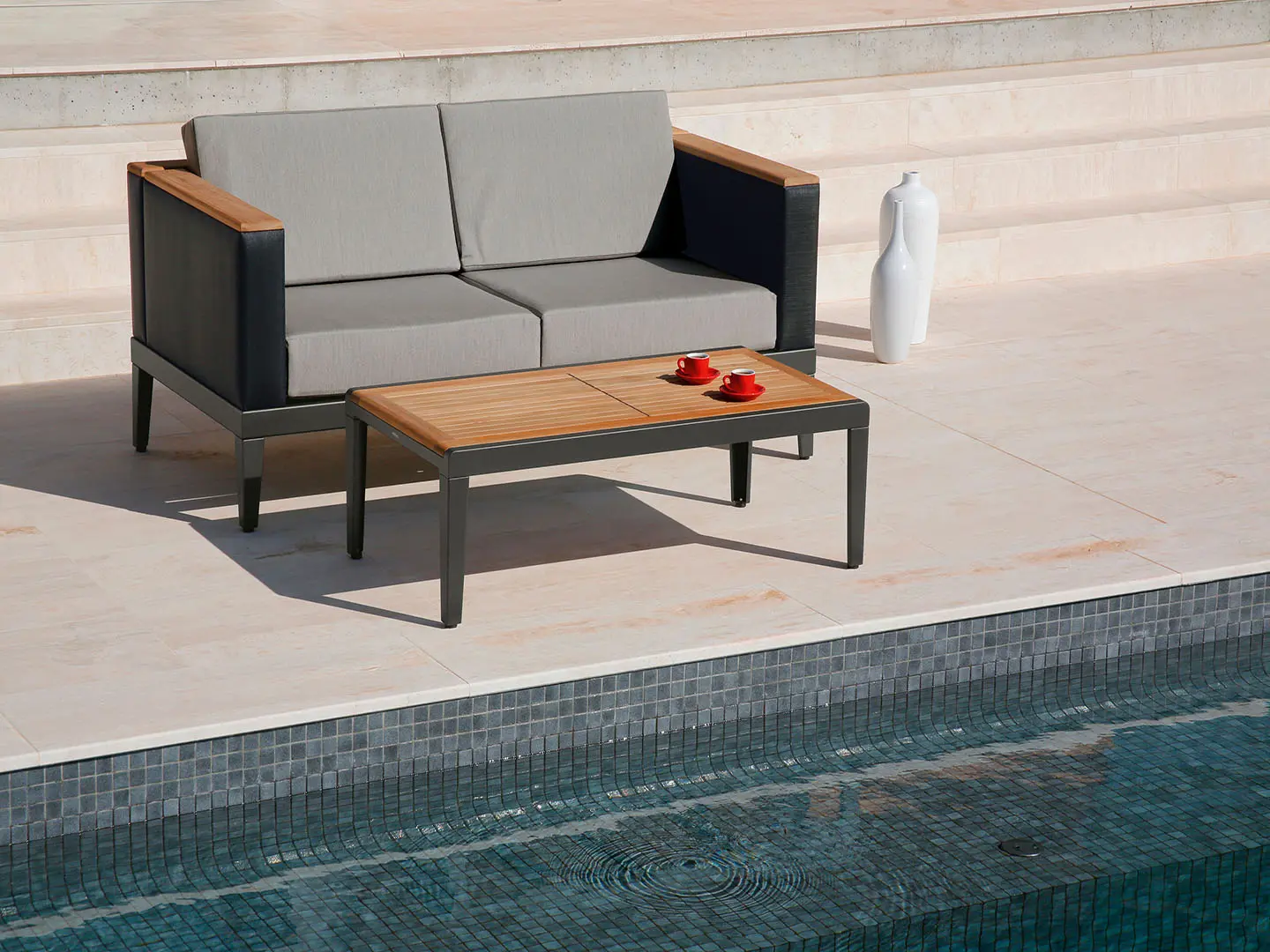 Aura Low Table 120 with Graphite Frame