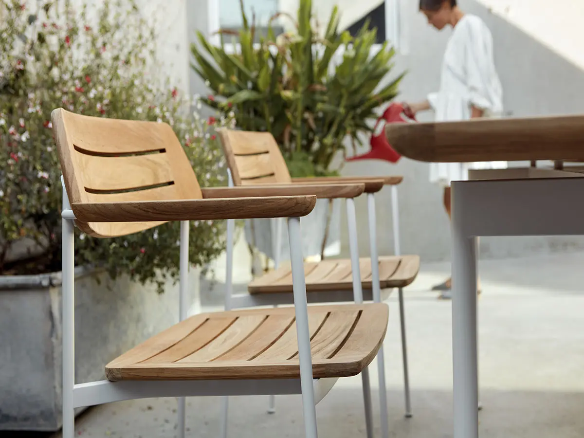 Layout Dining Armchair with Arctic White frame
