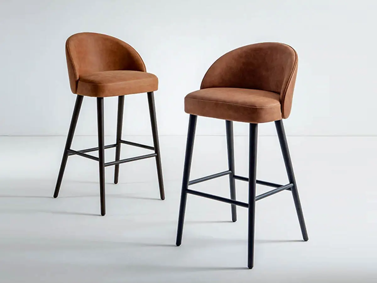 laurameroni minimal high stool in leather velvet or fabric