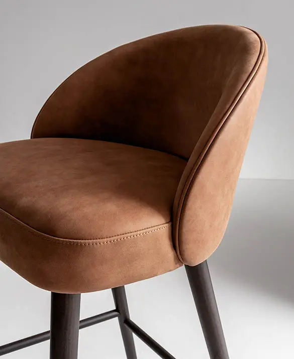 laurameroni minimal high stool in leather velvet or fabric