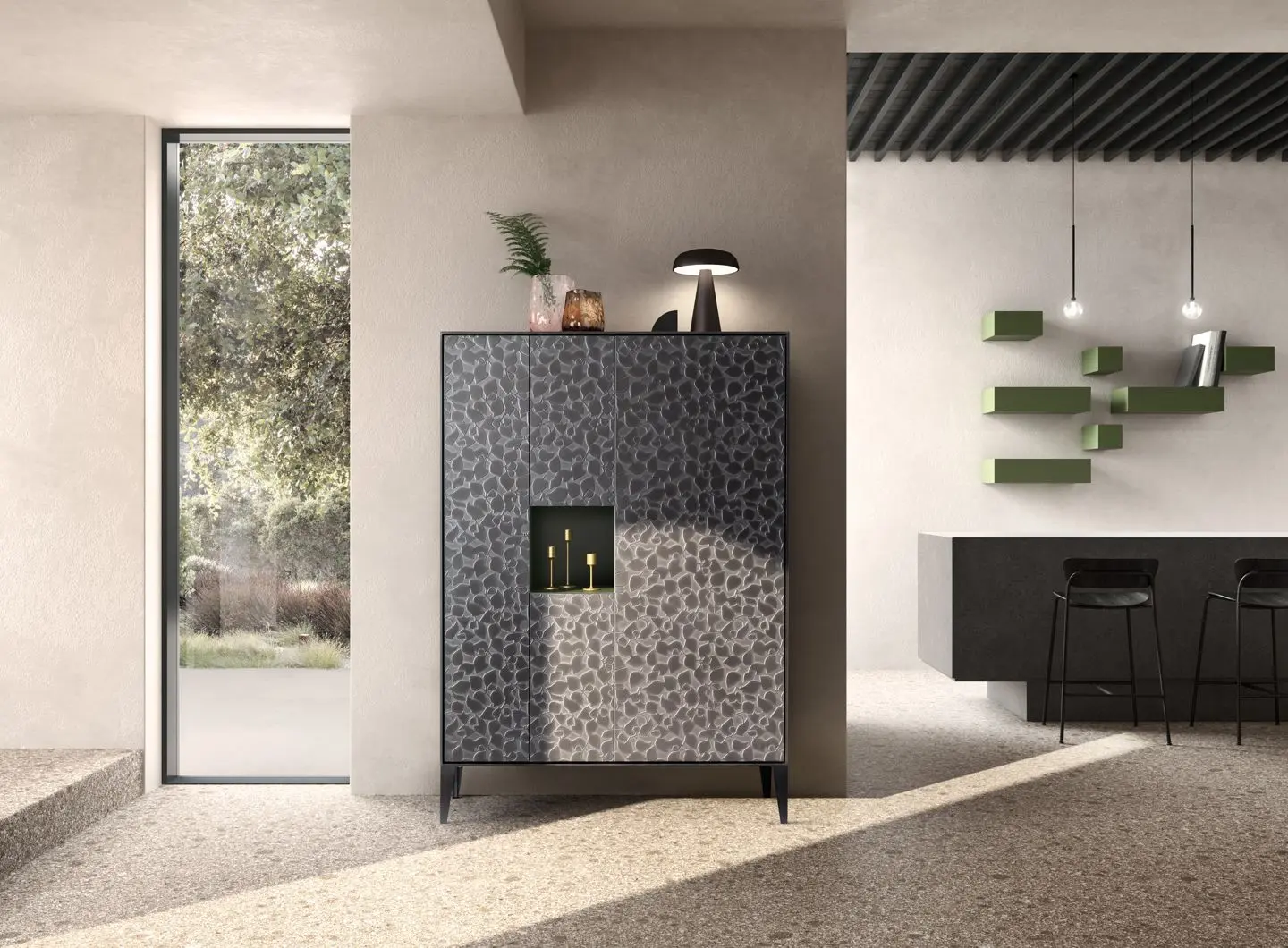 CONTENITORE CON FRONTALI FERRO VINTAGE DECORO 3D ALTEA