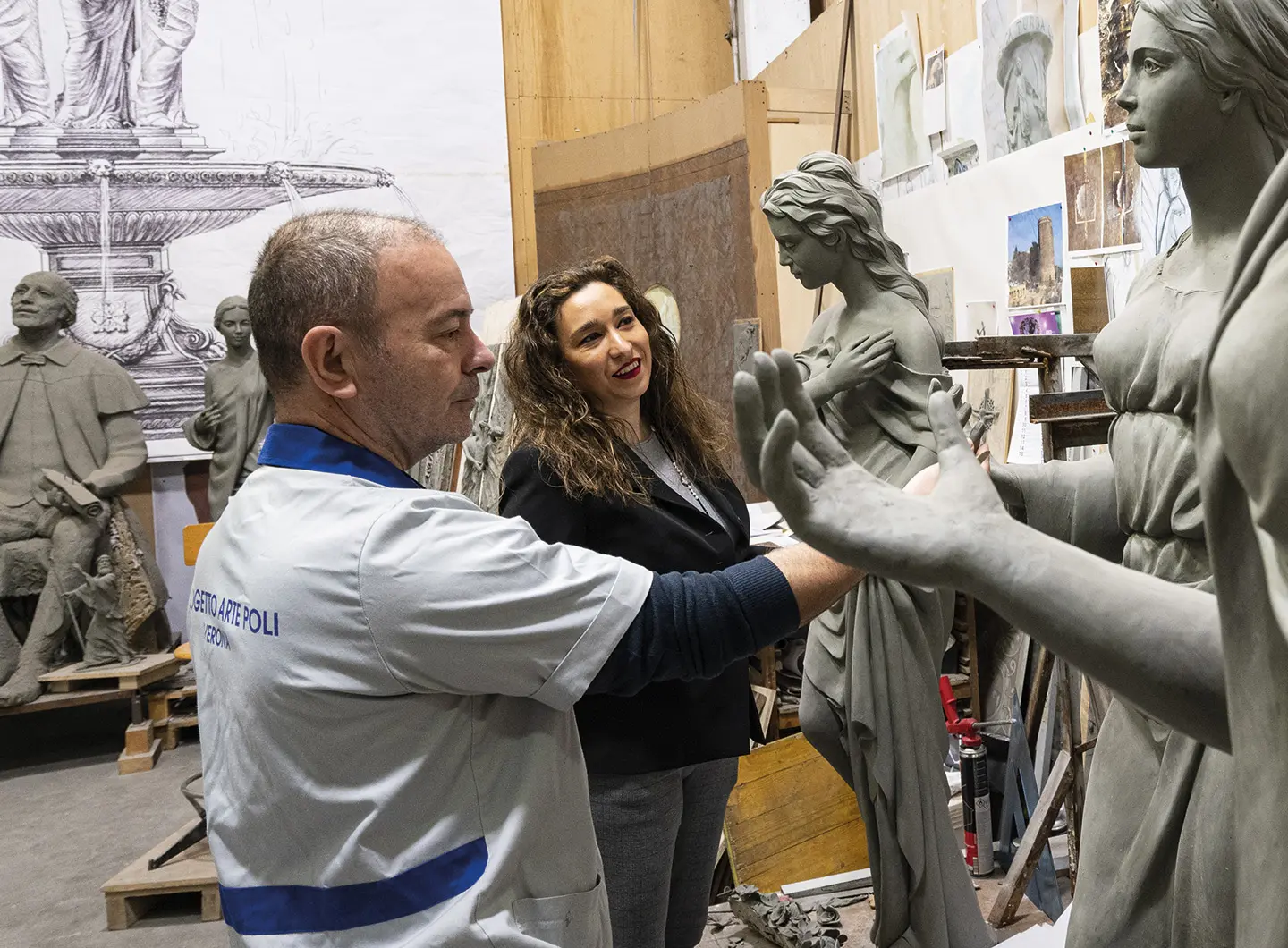 Plasticine models for making bronze sculptures of female figures