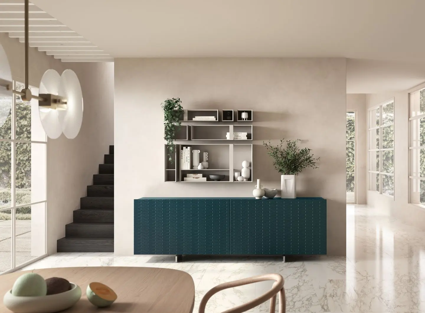SHOW CABINET MATT LACQUERED WITH 3D BRICK