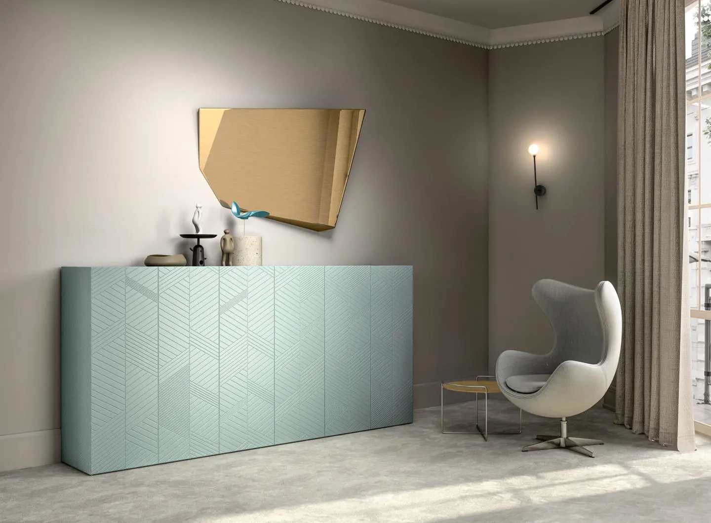 ZURICH CABINET MATT LACQUERED WITH 3D GALLES