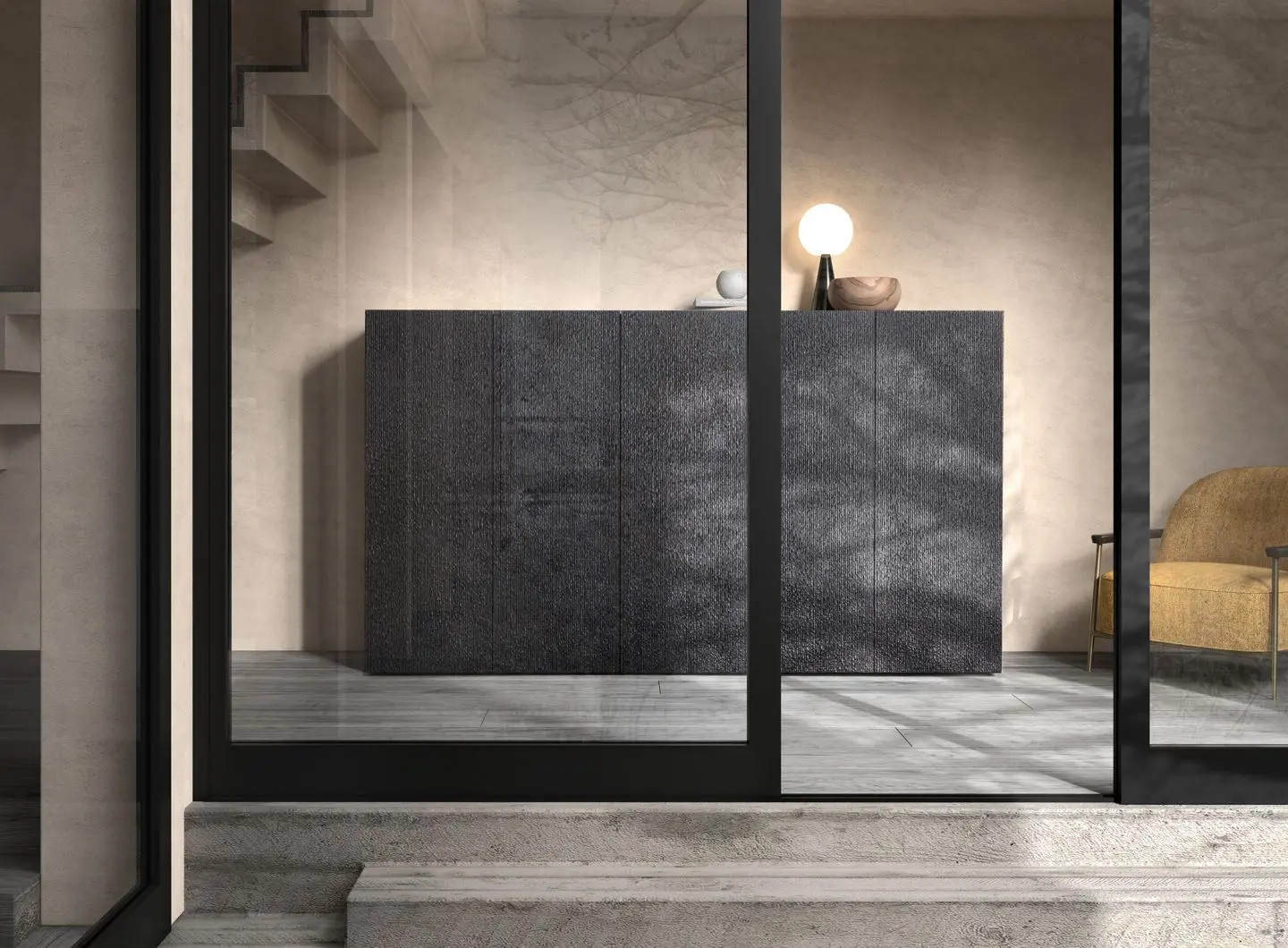 ZURICH CABINET MATT LACQUERED WITH STONE RESIN