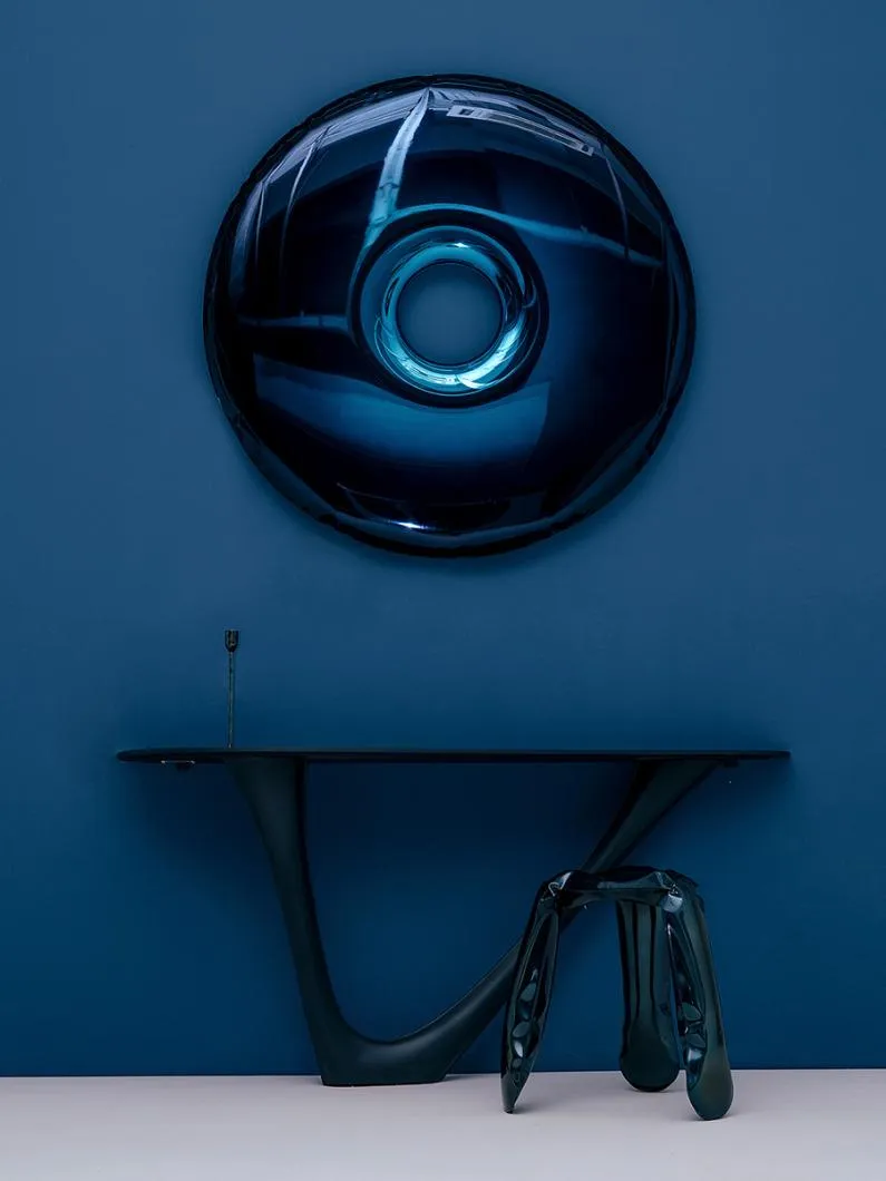 RONDO mirror in Deep Space Blue finish.
