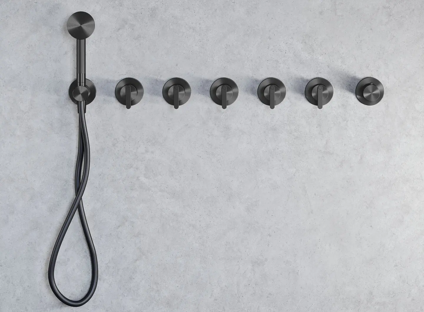 Thermostatic shower mixer with 5-way manifold, brushed carbon PVD - KIR58. Complete hand shower kit with Ø 70 mm hand shower, brushed carbon PVD - K20