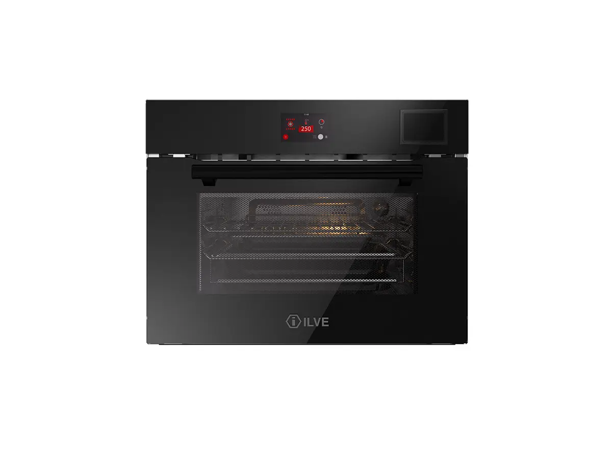 Ultracombi oven with hot air, steam or microwave functions in tempered glass