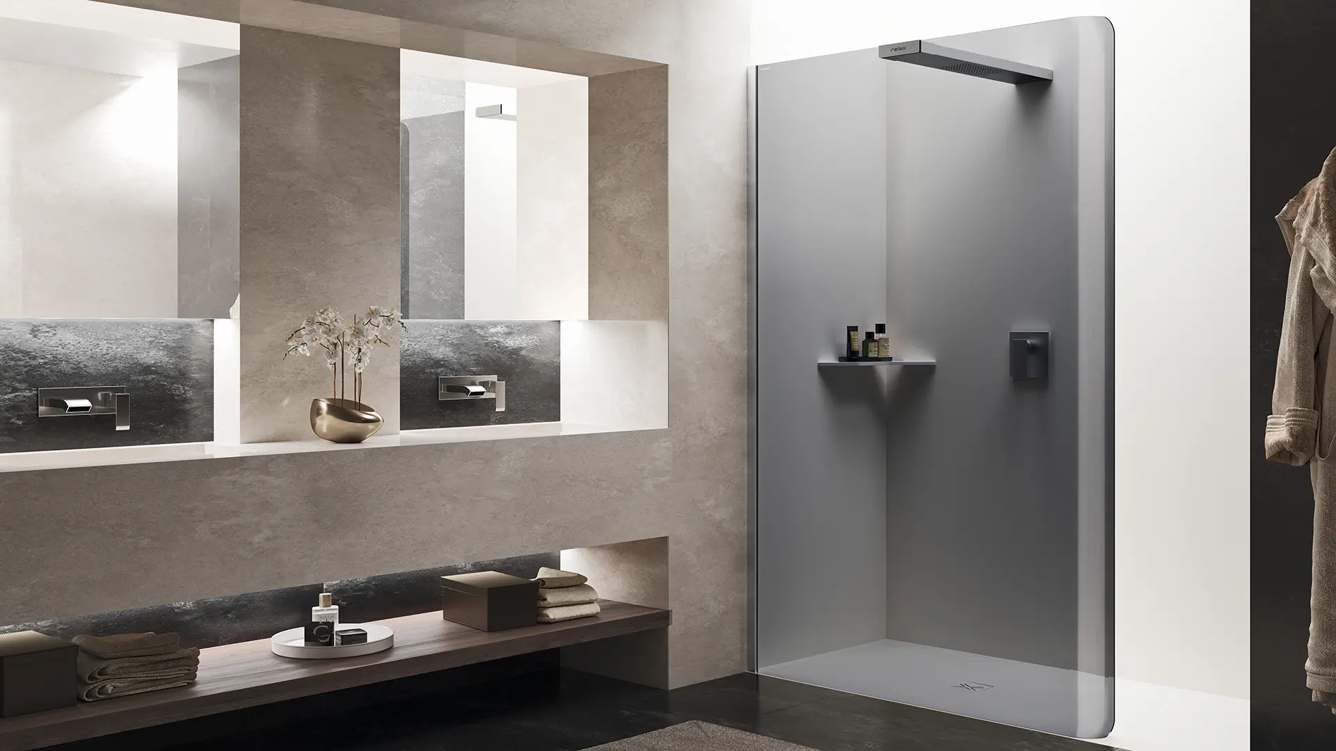 Bobox box doccia walk-in in nicchia con vetro grigio