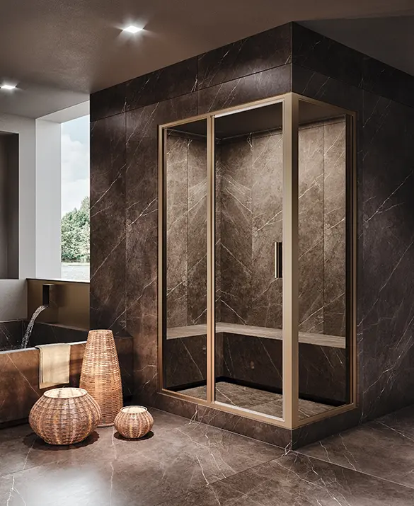 Shower enclosure for turkish bath in niche