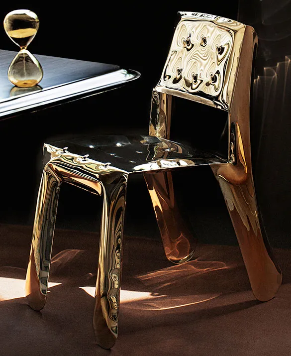 CHIPPENSTEEL chair in Flamed Gold finish. 