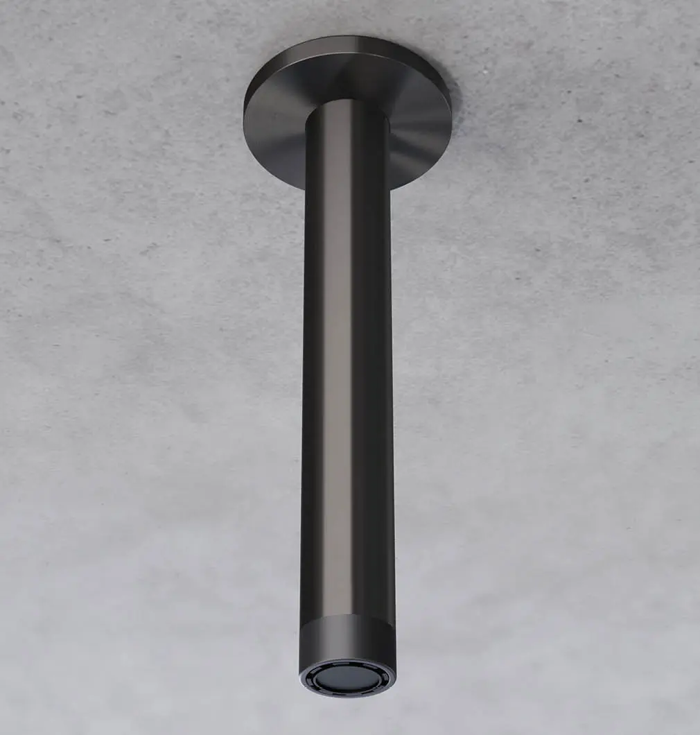 Bud ceiling-mounted shower head with laminar splash-free aerator, brushed carbon PVD - SSN2