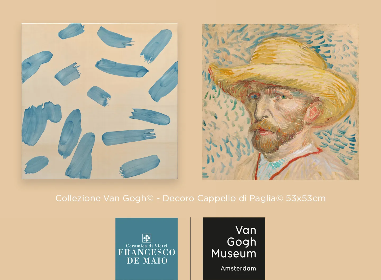 Collezione Van Gogh© di Ceramica Francesco De Maio x Van Gogh Museum® - Decoro Cappello di Paglia© 53x53cm