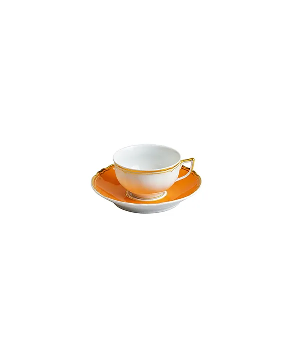 Mazurka Orange & Gold - Tea Cup & Saucer