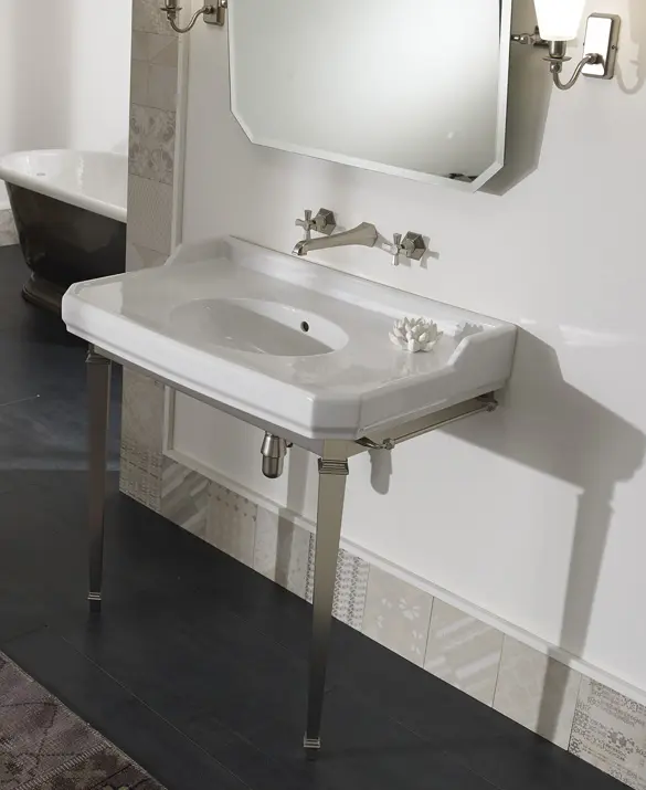 Sbordoni 1910 - Romana console basin with metal stand.