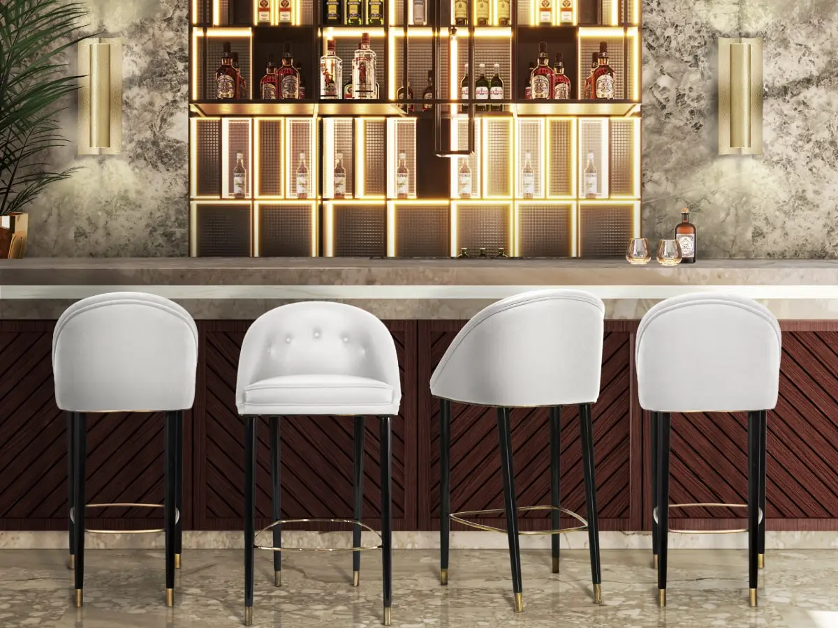 MODERN BAR DESIGN IN WHITE AND GOLD