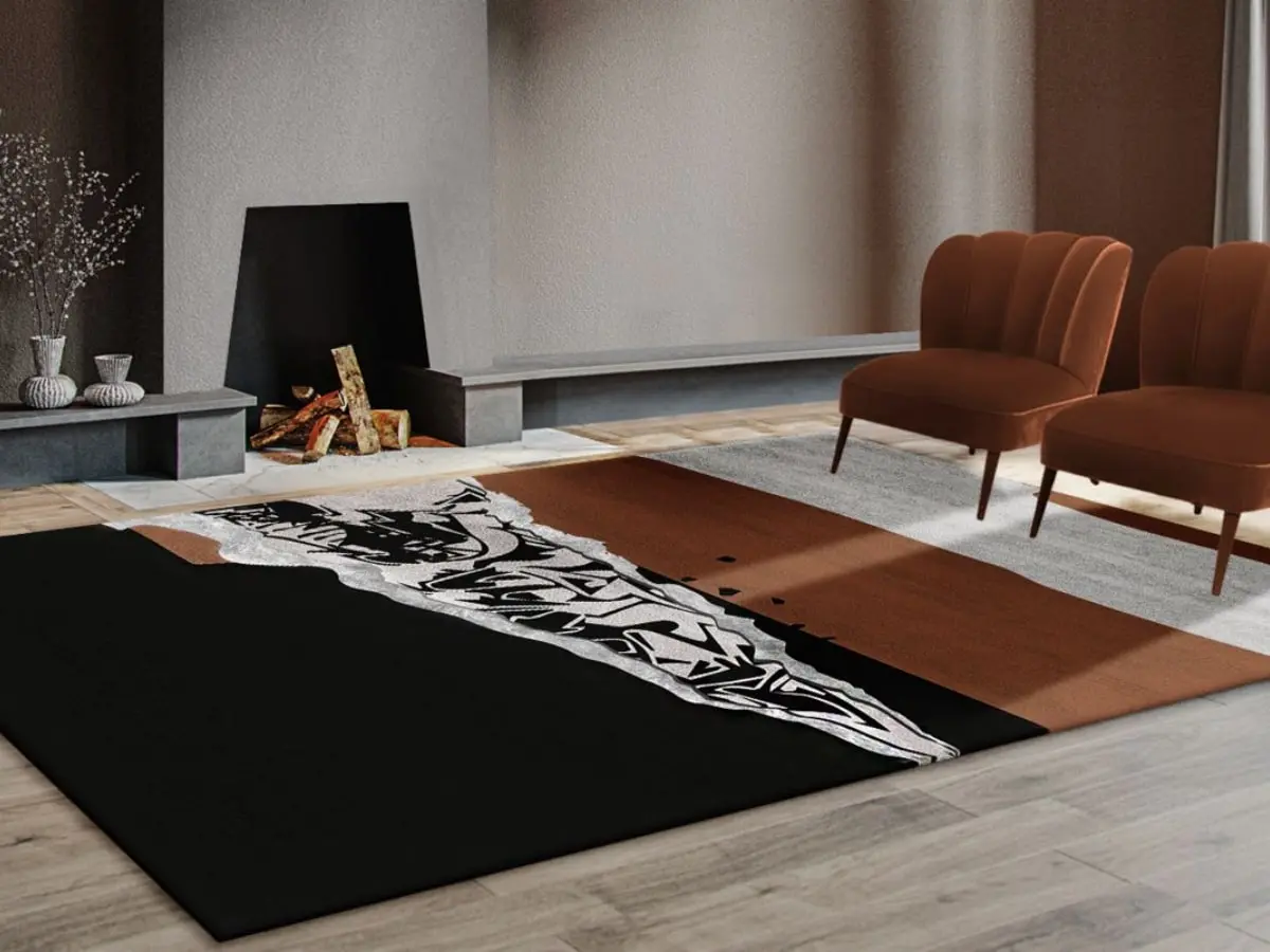 Living Room With Disruption Rug