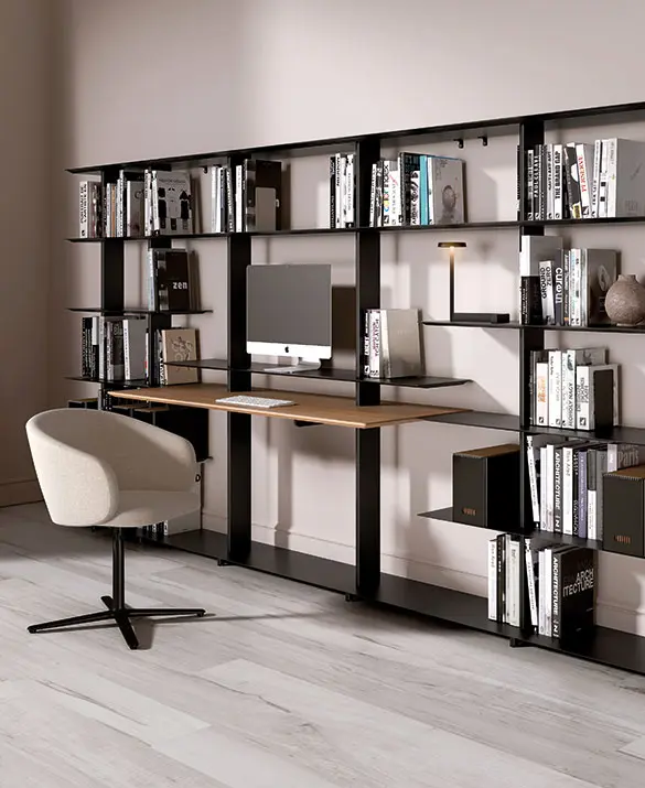 Desk 1600 mm long, with shelves that can be used to store books, office materials, decorative items, etc.