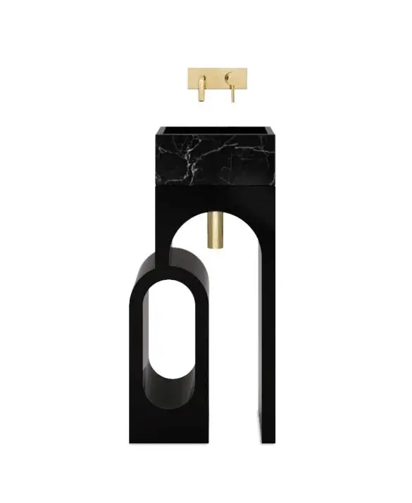 The Roman Colosseum is one of the new Seven Wonders of the World. Inspired by its empowering grandiose beauty, the Colosseum Freestanding was carefully designed. Made with Nero Marquina marble, this glamour- -filled modern freestanding will upgrade your personal bath space into a luxuriously unique bathroom oasis.