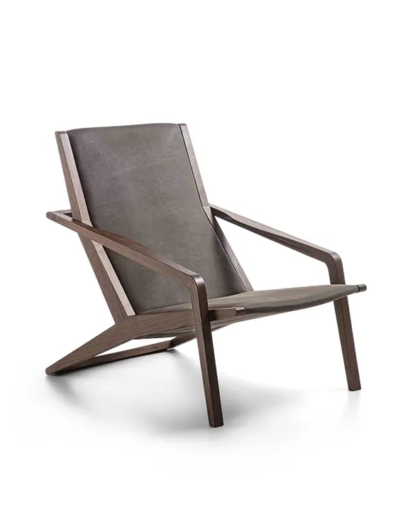 Durame - Gazzella - Armchair with solid wood frame and upholstered seat covered in leather