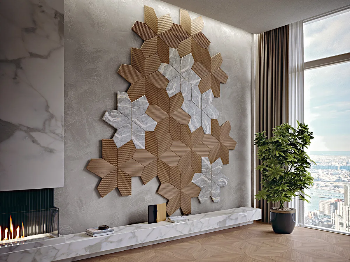 Modular wall panelling Azalea 3D Arte Brotto Mobili