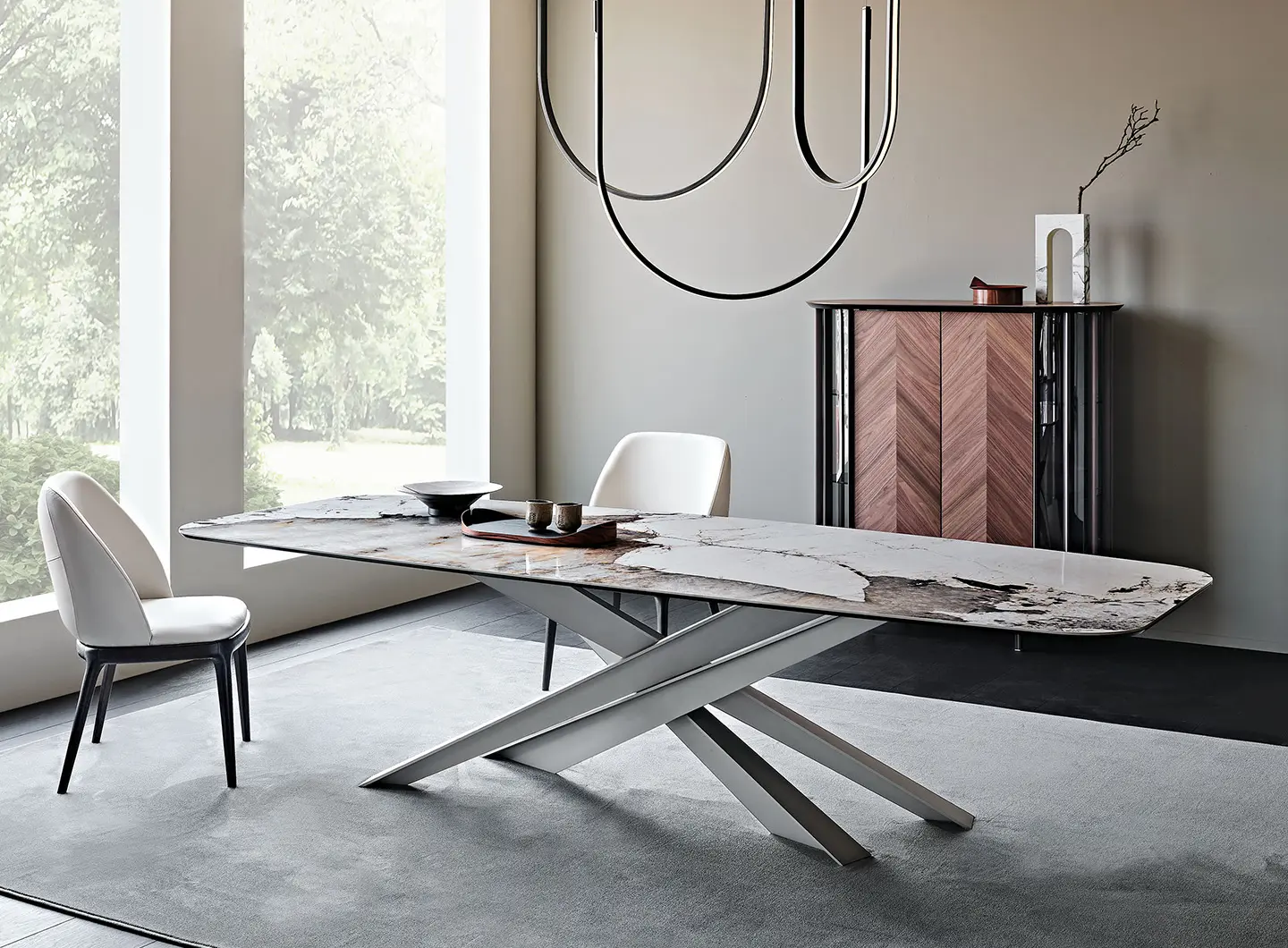 Lancer Keramik table - titanium base, Corcovado ceramic top