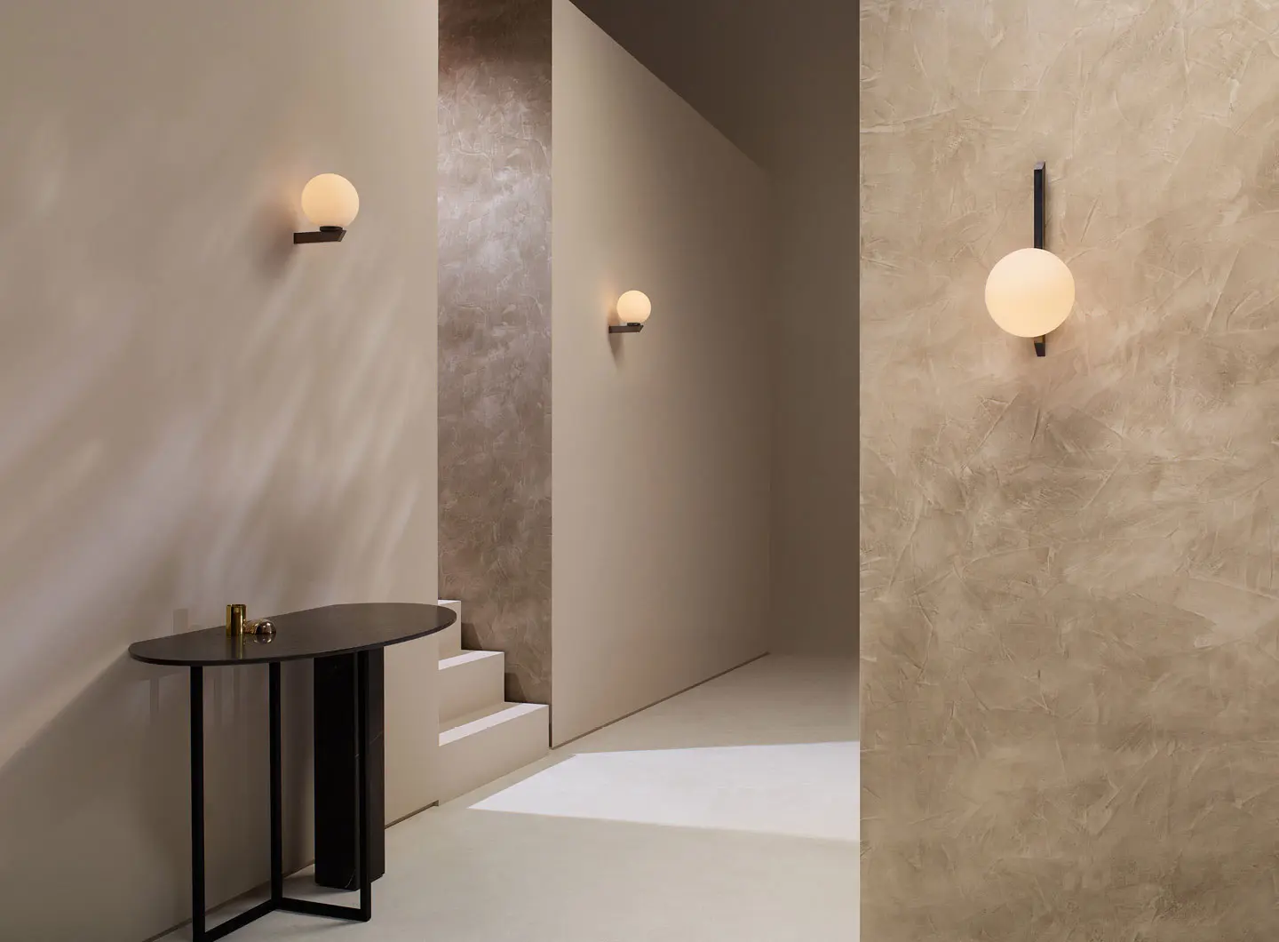 Gaia Wall Lights, Bronze & Matt Opal Glass