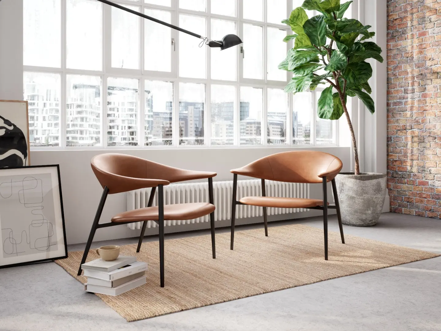 DAN-FORM's ROVER lounge chairs in vintage light brown artificial leather